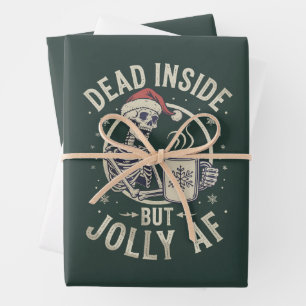 Schedel Kerstman Dood van Binnen Kerstmis Vintage  Inpakpapier Vel
