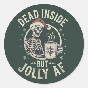 Schedel Kerstman Dood van Binnen Kerstmis Vintage Ronde Sticker