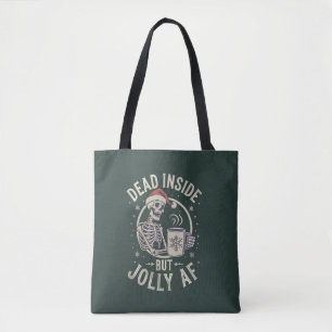 Schedel Kerstman Dood van Binnen Kerstmis Vintage Tote Bag