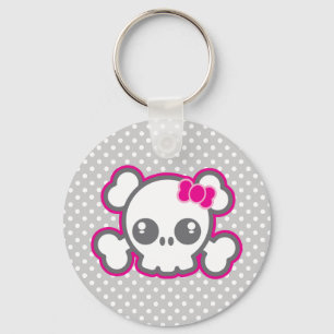 Schedel Keychain van het Lint van Kawaii de Roze