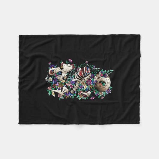 Schedel Kleurrijke decoratie Bloemen Fleece Deken (Voorkant (Horizontaal))