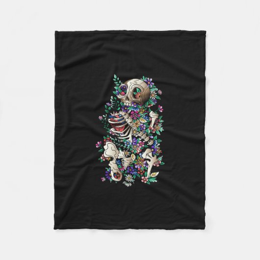 Schedel Kleurrijke decoratie Bloemen Fleece Deken (Voorkant)
