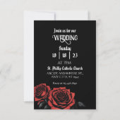 Schedel koppel gotisch met rozen bruiloft  save the date (Achterkant)