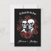 Schedel koppel gotisch met rozen bruiloft  save the date (Voorkant)