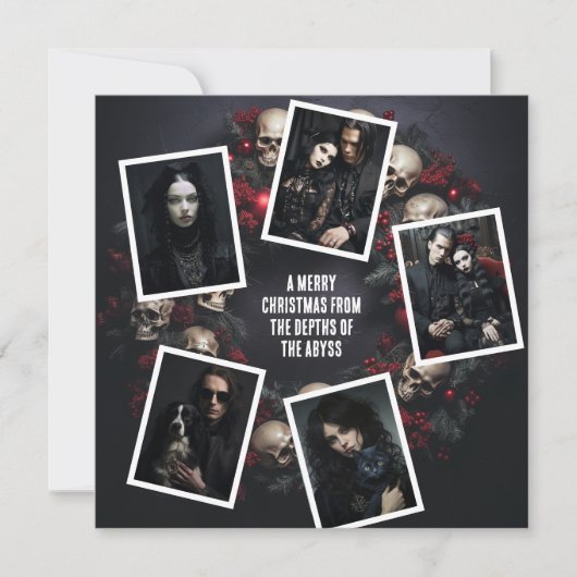 Schedel krans foto's Gothic Kerstmis aangepaste be Feestdagenkaart (Voorkant)