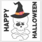 Schedel, Kruis Botten en Heksen Pet Sticker (Vel)