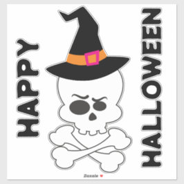 Schedel, Kruis Botten en Heksen Pet Sticker