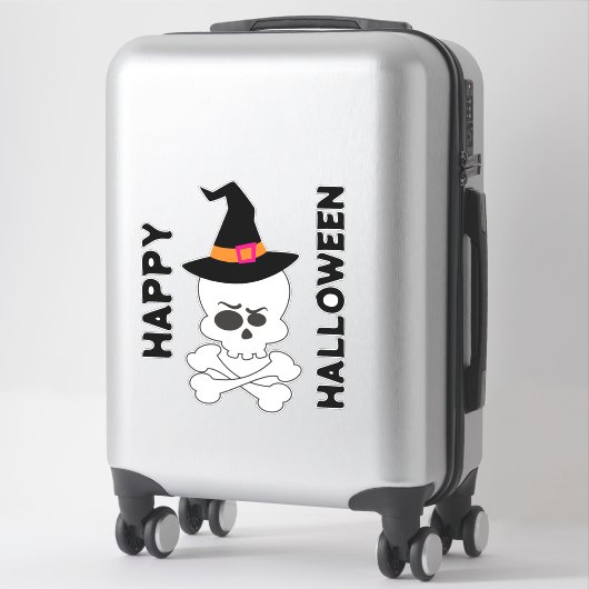 Schedel, Kruis Botten en Heksen Pet Sticker (Koffer)