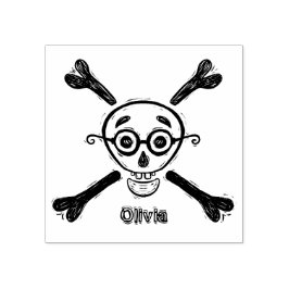 schedel, kruisbeenbril gepersonaliseerd rubberstempel