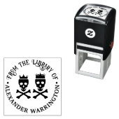 Schedel & Kruisbeenderen Kroon Paar Bibliotheekboe Zelfinktende Stempel (In situ)