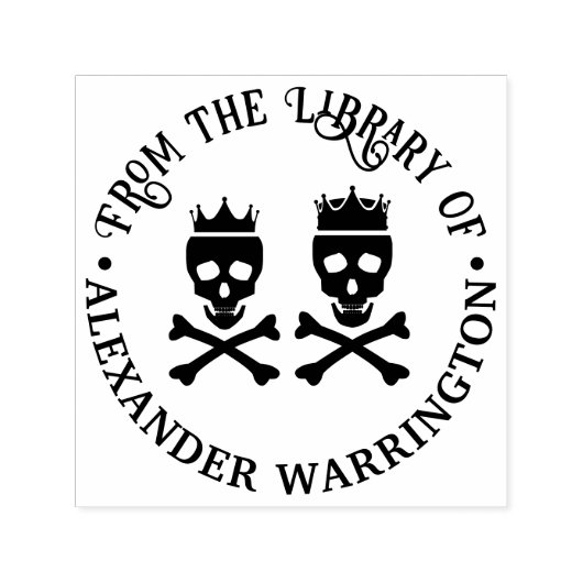 Schedel & Kruisbeenderen Kroon Paar Bibliotheekboe Zelfinktende Stempel (Design)