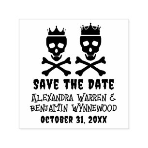 Schedel & Kruisbeenderen Kroonpaar Save the Date Zelfinktende Stempel