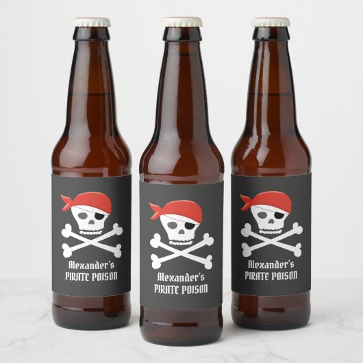 Schedel Kruisbeenderen Piraat Gift Persoonlijk Bier Etiket (Flessen)