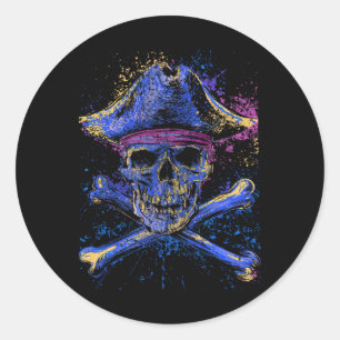 Schedel Kruisbeenderen Skelet Jolly Roger Vlag Hal Ronde Sticker