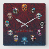 Schedel Kunst Vierkante Klok (Voorkant)