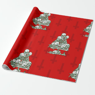 Schedel Lelijk Kerstboom Skelet Gotisch Kruis Cadeaupapier