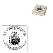Schedel Lezend Boek, Rond Van De Bibliotheek Van Rubberstempel (Gestempeld)