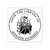 Schedel Lezend Boek, Rond Van De Bibliotheek Van Rubberstempel (Afrduk)
