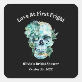 Schedel Liefde op het Eerste Schrik Halloween Brui Vierkante Sticker