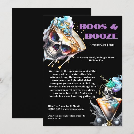 Schedel martini horror happy hour gotische Hallowe Kaart (Voorkant / Achterkant)