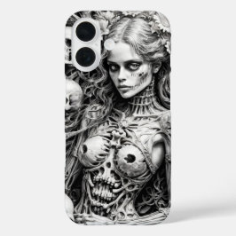 Schedel meisje met botten omslag iPhone 16 hoesje