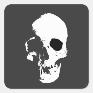 Schedel, mens, hoofd vierkante sticker