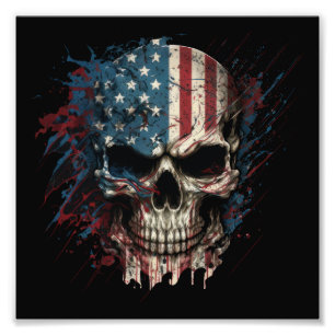 schedel-met-amerikaanse-vlag-it foto afdruk