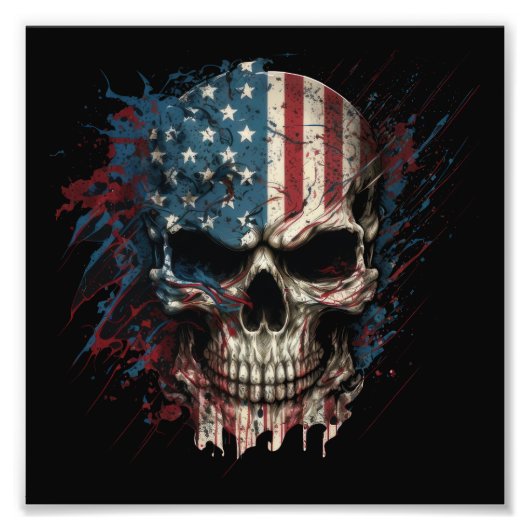 schedel-met-amerikaanse-vlag-it foto afdruk (Voorkant)