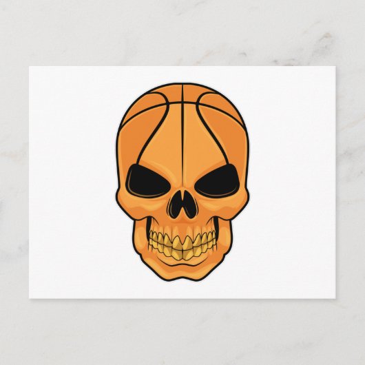 Schedel met Basketbal Hoofd Briefkaart (Voorkant)