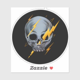 Schedel met bliksemschichten schaats sticker