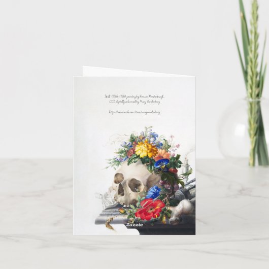 Schedel met bloemen, blanco Kaart (Achterkant)