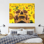 Schedel met Bloemen Canvas Afdruk (Insitu (Slaapkamer))