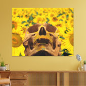 Schedel met Bloemen Canvas Afdruk (Insitu (Woonkamer))
