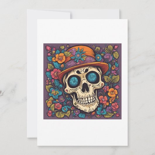 schedel met bloemen kaart (Voorkant)