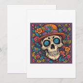 schedel met bloemen kaart (Voorkant / Achterkant)