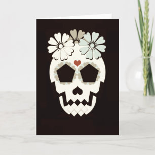 Schedel met bloemen Sepia Wenskaart Kaart