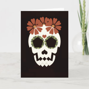 Schedel met bloemen Sepia Wenskaart Kaart