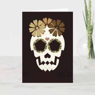 Schedel met bloemen Sepia Wenskaart Kaart
