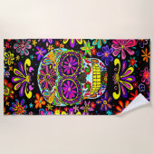 Schedel met bloemen Strandlaken (Voorkant)