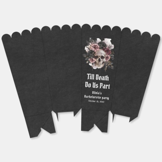 Schedel met Bloemen Tot de Dood Ons Scheidt Bruids Bedankdoosjes (Ongevouwen)