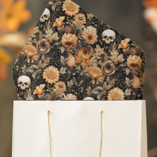 Schedel met Bloemen voor Griezellige Herfst Tissuepapier