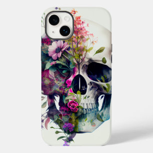 schedel met bloemen, witte achtergrond Case-Mate iPhone 14 plus hoesje