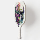 schedel met bloemen, witte achtergrond pickleball paddle (Links)