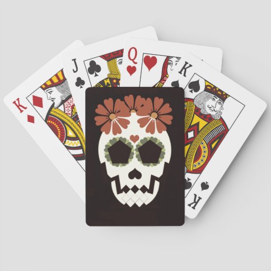 Schedel Met Bloemkaarten Pokerkaarten (Achterkant)