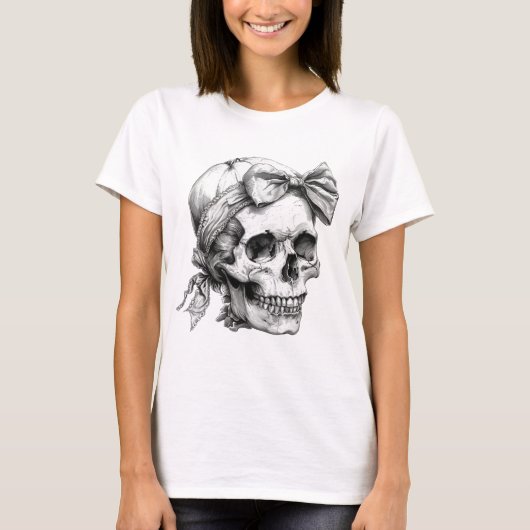 Schedel met boog Halloween T-shirt Creep It Real B (Voorkant)