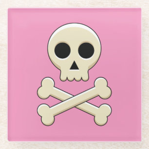 Schedel met Botten Glazen Onderzetter