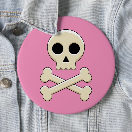 Schedel met Botten Ronde Button 6,0 Cm (In situ)