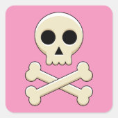 Schedel met Botten Vierkante Sticker (Voorkant)