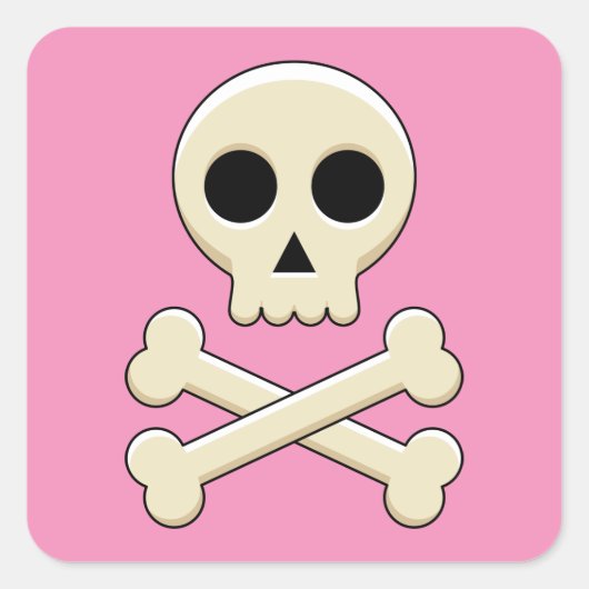 Schedel met Botten Vierkante Sticker (Voorkant)