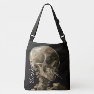 Schedel met brandende sigaret Van Gogh Gothic Kuns Crossbody Tas